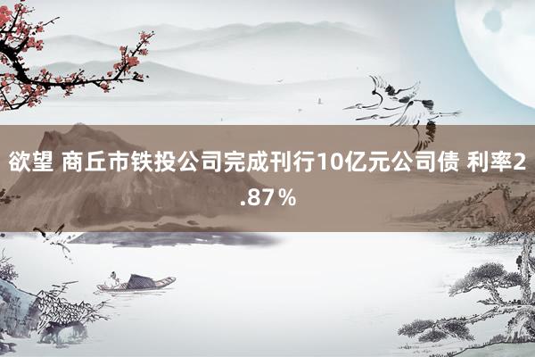 欲望 商丘市铁投公司完成刊行10亿元公司债 利率2.87％