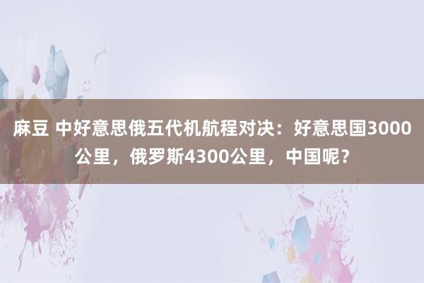 麻豆 中好意思俄五代机航程对决：好意思国3000公里，俄罗斯4300公里，中国呢？