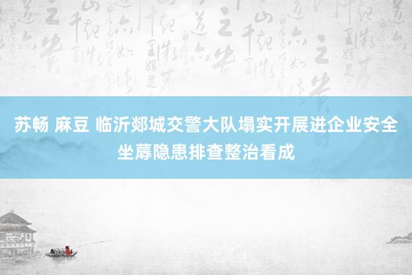 苏畅 麻豆 临沂郯城交警大队塌实开展进企业安全坐蓐隐患排查整治看成