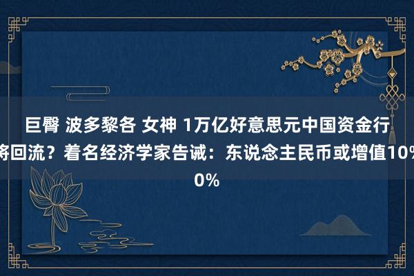 巨臀 波多黎各 女神 1万亿好意思元中国资金行将回流？着名经济学家告诫：东说念主民币或增值10%